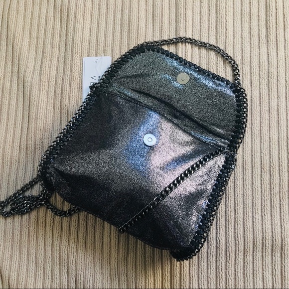 PETA-Approved Vegan Charcoal Chained Evening Bag (Last One) - Picture 6 of 8